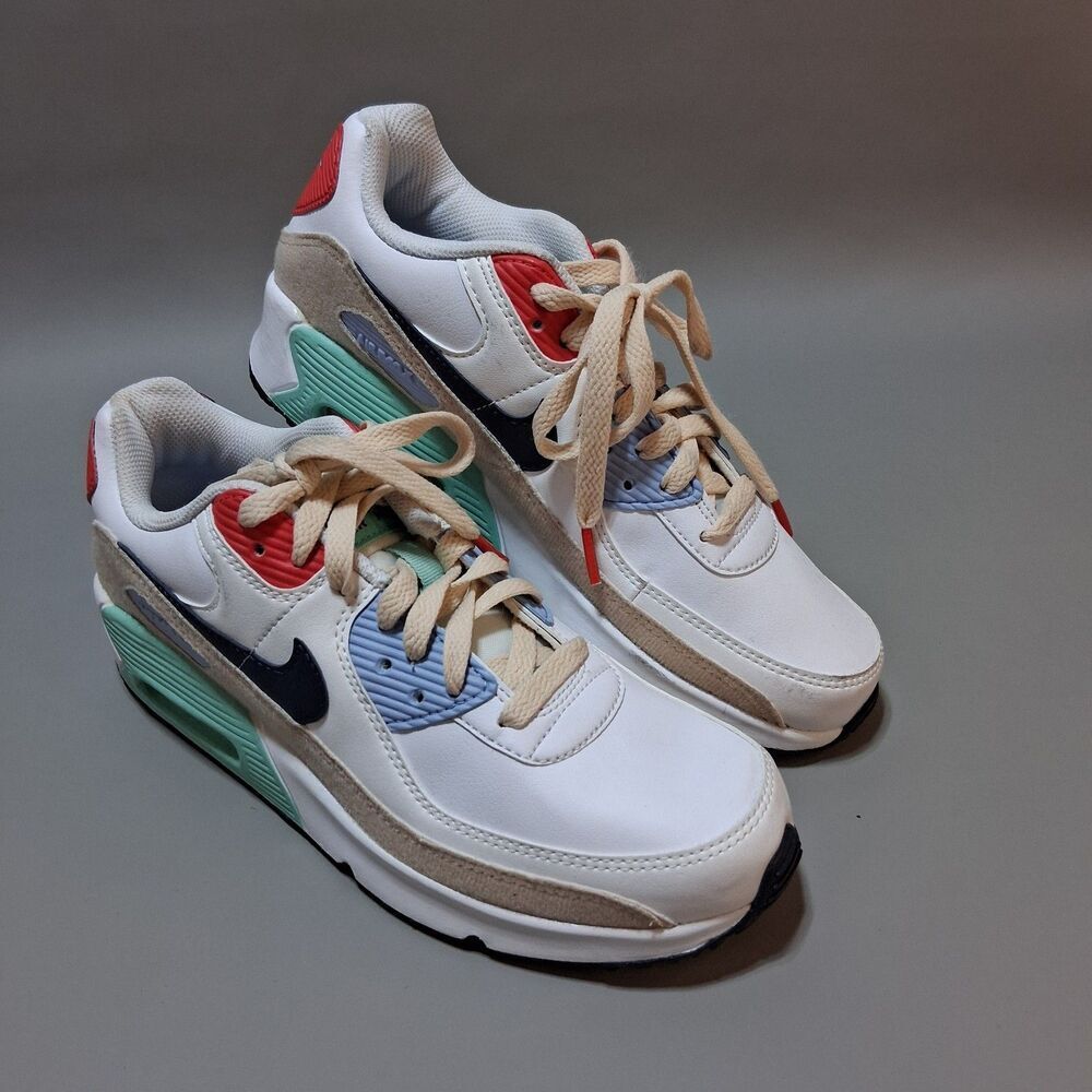 Nike Air Max 90 GS White Multi-Color Sneaker Youth 5.5Y Womens 7 DZ2888-100